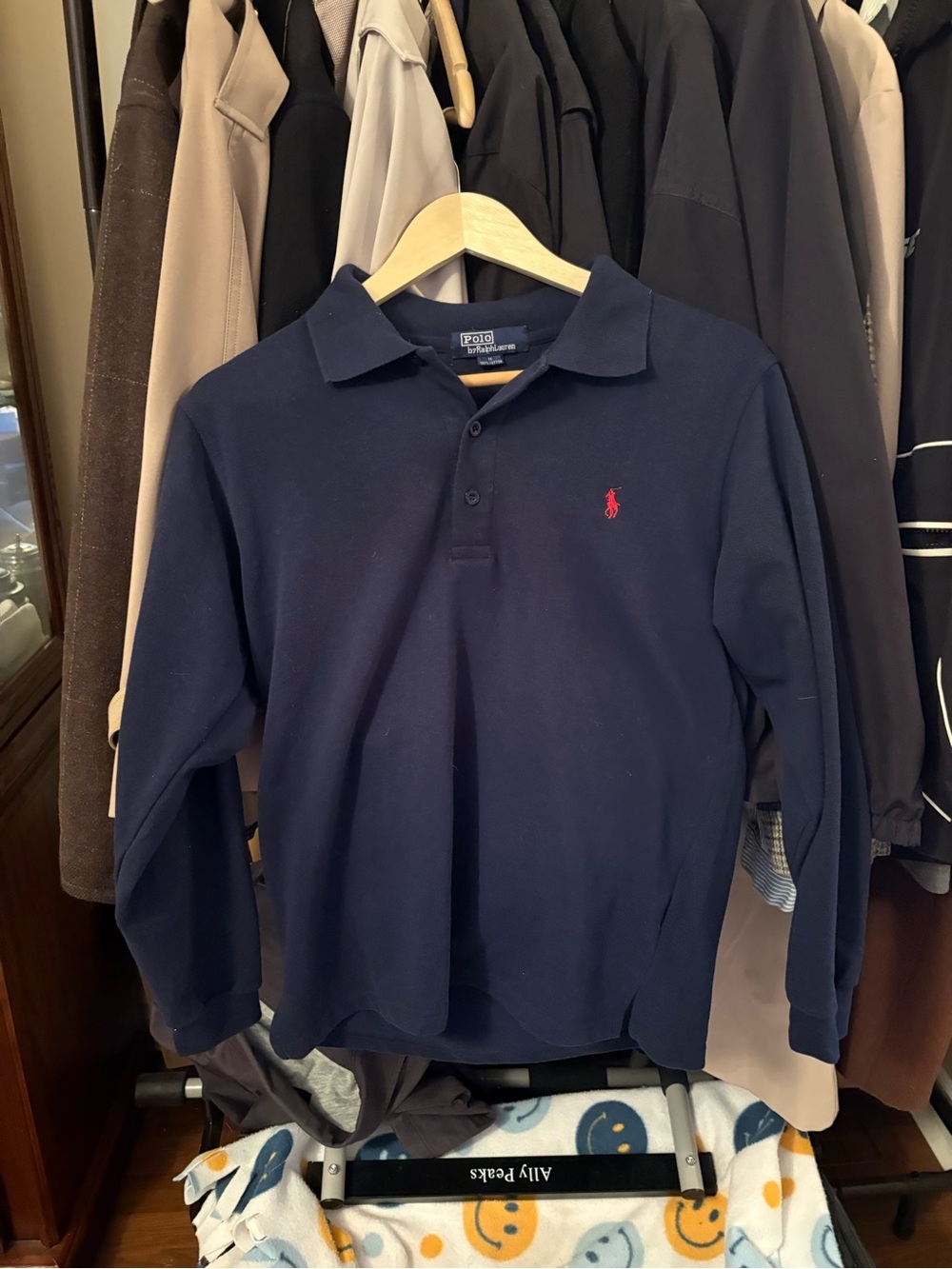 Polo by Ralph Lauren Navy Long-Sleeve Polo with Red Pony